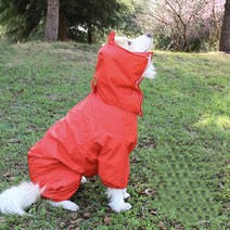 도그월드 반려동물 소형견 중형견 대형견 올인원 우비, 레드