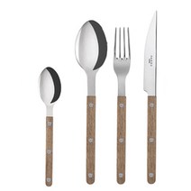 사브르 비스트로 디너 스푼 + 디너 포크 + 디너 나이프 + 티스푼 세트, 티크우드