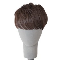 가발닷컴 남성용 투블럭 부분가발 아이롱펌 왼쪽에서 오른쪽, 1개, 내츄럴 블랙