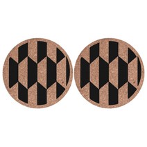 심플 스타일 코르크 코스터 2p, 블랙