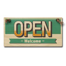 레트로 양면 우드 안내판 WOC-018, 1개, OPEN/CLOSED