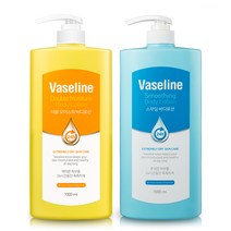 바세린 24h 고보습 대용량 바디로션 더블 1000ml + 스킨 스무딩 1000ml 세트, 1세트