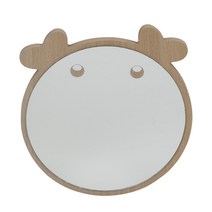 나무 탁상 화장 거울 사슴, 우드