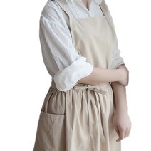 유로와 여성용 심플 감성 원예 주방 주부 앞치마 작업용 URO109, 아이보리, 1개