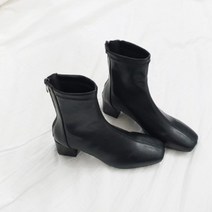 디아 나우니 키높이 뒷지퍼 스판가죽 스티치 앵클부츠 5cm