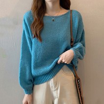 메이첼 여성용 입술넥 비비드 컬러 루즈핏 니트 티셔츠 00281