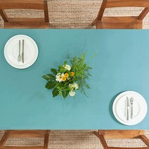 지베아 가죽 방수 캠핑 감성 예쁜 식탁보, 터키블루 + 그레이, 140 x 80cm