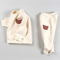 아동용 양기모로 따뜻한 곰돌이 기모 상하 바지세트