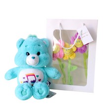 모리앤 케어베어 중형인형 + 스마일꽃 3p + 기프트 쇼핑백, 케어베어 민트(인형), 36cm