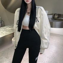 비비에모 여성용 심플 레터링 캐주얼 항공 야구 점퍼 00446