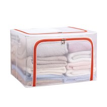 부스마켓 투명 패브릭 의류 보관 상자 80L, 오렌지, 1개