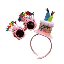 생일파티 용품 케익머리띠   아이스크림 안경 A세트, 핑크(머리띠), 핑크(안경), 1세트