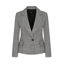 케이엘바이린 여성용 싱글 버튼 체크 재킷