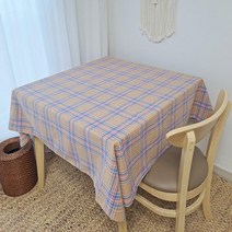 캠핑 감성 체크 꽃무늬 레이스 방수 테이블보, 체크베이지, 2인(135 x 135cm)