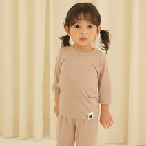보보 아동용 파스텔 솔리드 7부 레이온 실내복 세트
