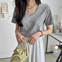 세컨그라운드 여성용 유넥 코튼 티셔츠