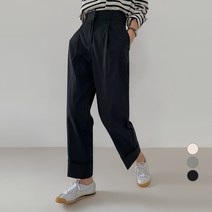 바블링브룩 여성용 핀턱 와이드 롤업 밴딩 팬츠