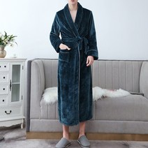 더자카 남성용 라인 극세사 소프트 샤워가운 XL, M, 다크그린