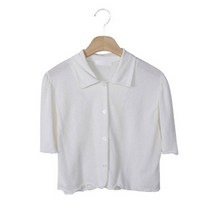 여성용 듀코미 퍼프 링클 크롭 블라우스 BL4514K23