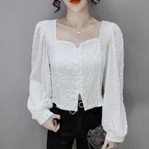 비비에모 스퀘어넥 지퍼 트임 미니 블라우스 00960