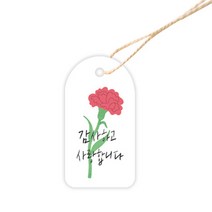 도나앤데코 선물포장 종이 태그 + 면 끈 세트 카네이션, 100세트, 화이트