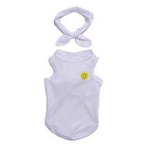 도기스타 스마일 강아지 쿨조끼+스카프세트 대형견 중형견 소형견 여름 옷, 화이트