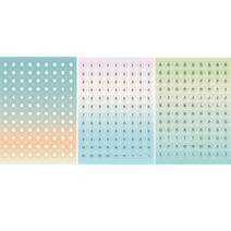 아이앤 다꾸 그라데이션 숫자 이니셜 스티커 3종 세트, 3, 1세트