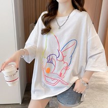 메이첼 여성용 미녀덕 루즈 펄 데일리 티셔츠 00986