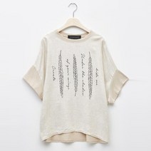 탱커스 여성용 라운드넥 보타닉 배색 린넨 티셔츠 TU1TS065L0