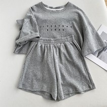 쉐어몰 여성용 레터링 와이드 홈 트레이닝 상하의 세트