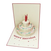 클리니스 생일케이크 카드 엽서, 레드, 1개