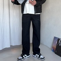 제제 남성용 워싱 세미 와이드핏 데님팬츠