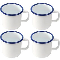 파울러스 법랑 머그잔 500ml, 아이스 블루라인, 4개