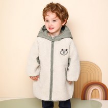 밀크마일 아동용 퀼팅 배색 후드 보아 롱코트