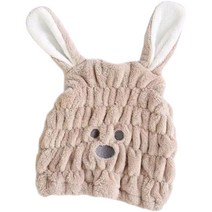 미니맥시 귀여운 토끼 드라이 샤워 헤어캡, 1개, 베이지