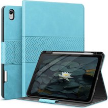 스냅케이스 애플펜슬수납 빗살무늬 가죽 태블릿PC 케이스, 스카이블루