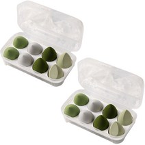 지앤와이 파스텔 물방울 퍼프 8p 케이스 세트, 2세트, 그린