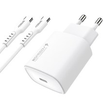 SPEEDY PD 25W PPS 초고속 충전기 CtoC 25W 케이블 세트, 화이트, 1세트