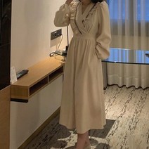 페이퍼먼츠 랩스타일 레이스넥 주름 플레어 드레시 원피스 02620