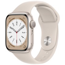 Apple 애플워치 8, 41mm, GPS, 알루미늄, 스타라이트 / 스타라이트 스포츠 밴드, 스타라이트(케이스) + 스타라이트(밴드)
