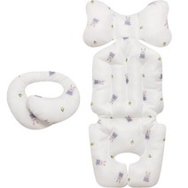 베베누보 사계절 양면 유모차 시트 라이너 + 목쿠션 세트, 튤립래빗, 1세트