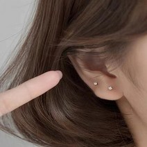 여성용 디아더 컬러 925 초미니 큐빅 침 귀걸이 DW_278