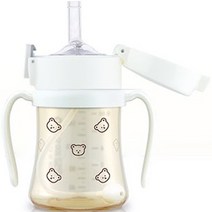 그로미미 PPSU 돗꼼 추빨대컵 200ml, 화이트, 1개
