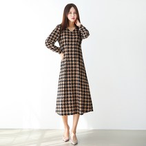 프롬코 하운드 체크 브이넥 리버플 롱 원피스 FRC124