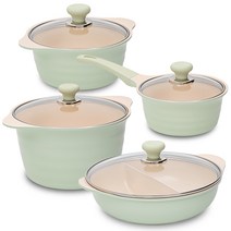 OSLO 인덕션 허브 냄비세트 4종, 혼합색상, 편수냄비 18cm + 양수냄비 20cm + 곰솥냄비 26cm + 샤브샤브냄비 28cm