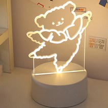 쿼르디 LED 아크릴 3D 무드등 스위치형, 댄싱 베어