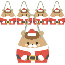 도나앤데코 포랭 크리스마스 사탕 선물 포장 미니 핸들박스 비크 산타 5p + 끈 5p 세트, 혼합색상, 1세트