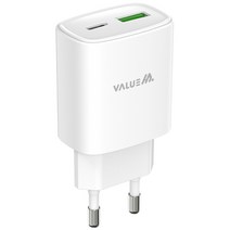 밸류엠 아이폰 20W C타입 PD + QC 2포트 멀티 고속 충전기, 화이트, 1개