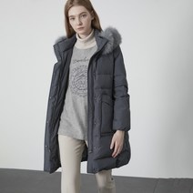 올리비아로렌 여성용 폭스퍼 롱 구스 다운 VVPKDYWA411