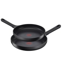 테팔 인덕션 트라토리아 주물 후라이팬 2종 세트, 프라이팬 24cm + 28cm, 블랙